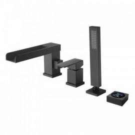 Copper Countertop Bathtub Faucet With Led Display For Bathroom