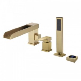 Copper Countertop Bathtub Faucet With Led Display For Bathroom