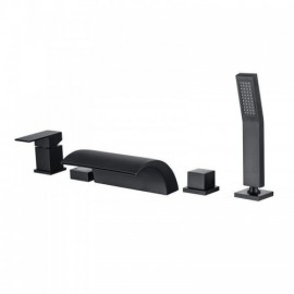 Free-Standing Bathtub Mixer Waterfall In Chrome/Black Copper With Led Display