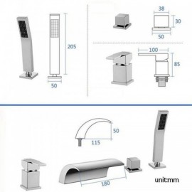 Free-Standing Bathtub Mixer Waterfall In Chrome/Black Copper With Led Display