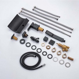 Free-Standing Bathtub Mixer Waterfall In Chrome/Black Copper With Led Display