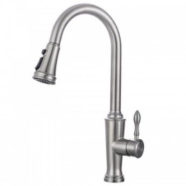 Pull-Out Stainless Steel Kitchen Faucet Total Height 45Cm 3-Function Spout