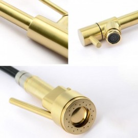 Brushed Gold Copper Kitchen Mixer Double Water Outlet