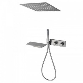 Recessed Thermostatic Shower Faucet With 3 Functions Copper Hand Shower Body Stainless Steel Nozzle