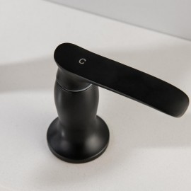 Black Copper Waterfall Double Handle Basin Faucet With Hot And Cold