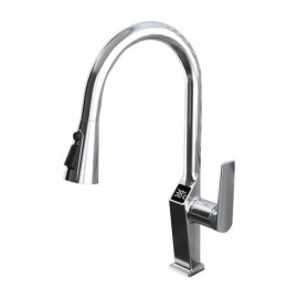 Pull-Out Copper Kitchen Mixer Faucet Chrome/Black/White/Gray With Led Digital Display