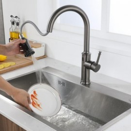 Pull-Out Kitchen Faucet With Infrared Sensor In Gray Stainless Steel