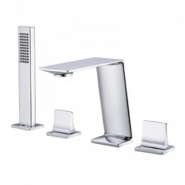 Chrome-Plated Copper Hot And Cold Countertop Bathtub Faucet For Bathroom