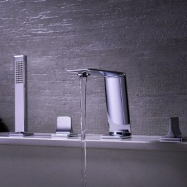 Chrome-Plated Copper Hot And Cold Countertop Bathtub Faucet For Bathroom