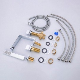 Chrome-Plated Copper Hot And Cold Countertop Bathtub Faucet For Bathroom