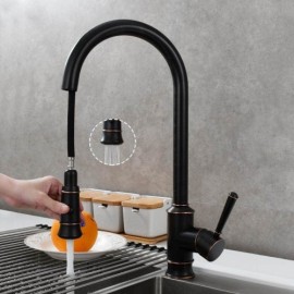 Pull-Out Kitchen Mixer In Copper Black Orb Dual Mode Nozzle