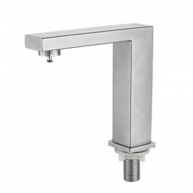 Single Cold Water Basin Faucet In Stainless Steel For Bathroom