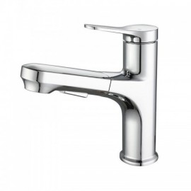 Pull-Out Copper Basin Mixer Chrome/Black/Gray Switchable Water Flow
