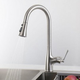 Single-Handle Pull-Out Kitchen Faucet In Brushed Stainless Steel