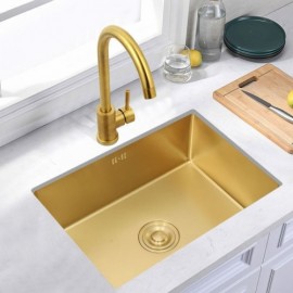Gold 304 Stainless Steel Kitchen Sink With Drain Basket