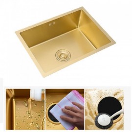 Gold 304 Stainless Steel Kitchen Sink With Drain Basket