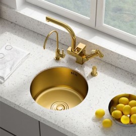 Single Round Sink In Gold 304 Stainless Steel