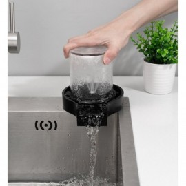 Black Integrated Sink Cup Washer In Abs Stainless Steel For Bar Cafe