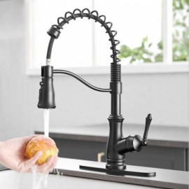 Black Copper/Brushed Nickel Pull-Out Kitchen Faucet Single Handle