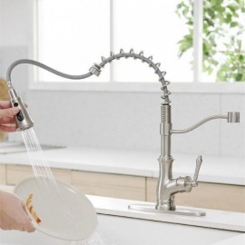 Black Copper/Brushed Nickel Pull-Out Kitchen Faucet Single Handle