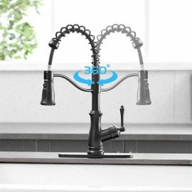 Black Copper/Brushed Nickel Pull-Out Kitchen Faucet Single Handle