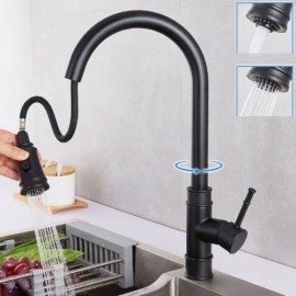 Pull-Out Kitchen Mixer In Black Copper/Brushed Nickel