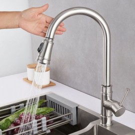 Pull-Out Kitchen Mixer In Black Copper/Brushed Nickel