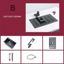 Black Stainless Steel Sink With Optional Faucet Cover Drain