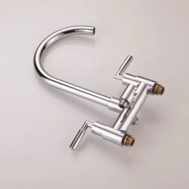 Chrome Floor Mounted Bathtub Faucet Copper Swivel Spout For Bathroom