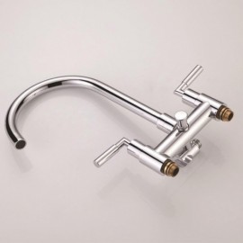 Chrome Floor Mounted Bathtub Faucet Copper Swivel Spout For Bathroom