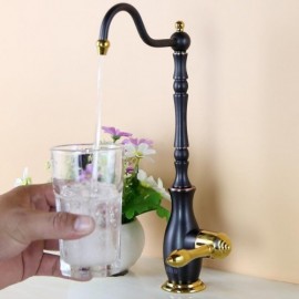 Copper Kitchen Faucet With Rotating Nozzle Single Cold Water