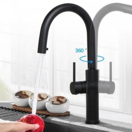 Copper Pull Out Rotating Kitchen Faucet Cold Hot Water