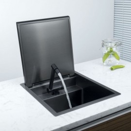 Black 304 Stainless Steel Single Kitchen Sink With Drainage Mixer