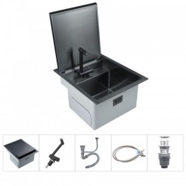 Black 304 Stainless Steel Single Kitchen Sink With Drainage Mixer