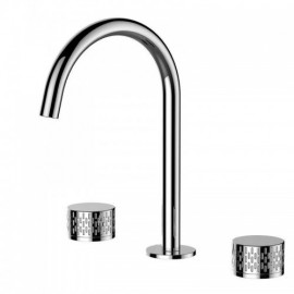 Copper Zinc Alloy Double Handle Basin Faucet For Bathroom