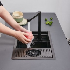 Black Undermount Stainless Steel Sink With Cup Washer Drainer Faucet