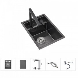 Black Stainless Steel Kitchen Sink Single Bowl With Faucet