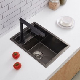 Invisible Black Stainless Steel Sink With Hot Cold Water Faucet
