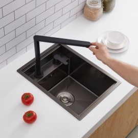 Invisible Black Stainless Steel Sink With Hot Cold Water Faucet