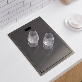 Invisible Black Stainless Steel Sink With Hot Cold Water Faucet