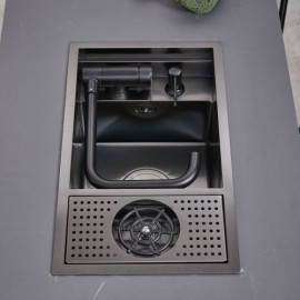 Single Black Stainless Steel Kitchen Sink With Cup Washer Faucet