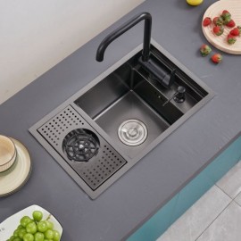 Black Stainless Steel Kitchen Sink With Cup Washer Mixer