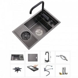 Black Stainless Steel Kitchen Sink With Cup Washer Mixer