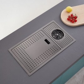 Black Stainless Steel Kitchen Sink With Cup Washer Mixer