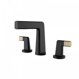 Black Basin Faucet Copper Double Handle Zinc Alloy Bathroom Sink Faucet