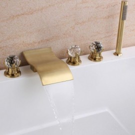 Bathtub Mixer Copper Body Brushed Gold/Brushed Nickel For Bathroom