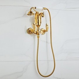 Wall-Mounted Copper Bathtub Faucet Double Function Hand Shower Faucet