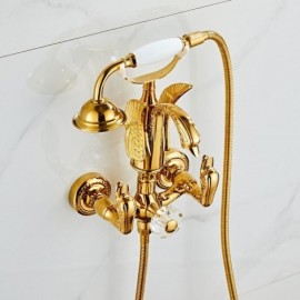 Wall-Mounted Copper Bathtub Faucet Double Function Hand Shower Faucet