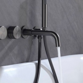 Gray Copper Double Function Bathtub Mixer For Bathroom