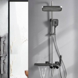 Gray Copper Body Shower System With 4 Functions For Bathroom